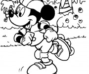 Coloriage Mickey joue au rollers