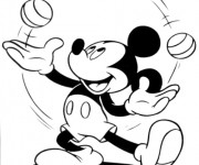 Coloriage Mickey joue avec des ballons