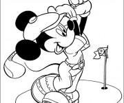 Coloriage Mickey joue du golf