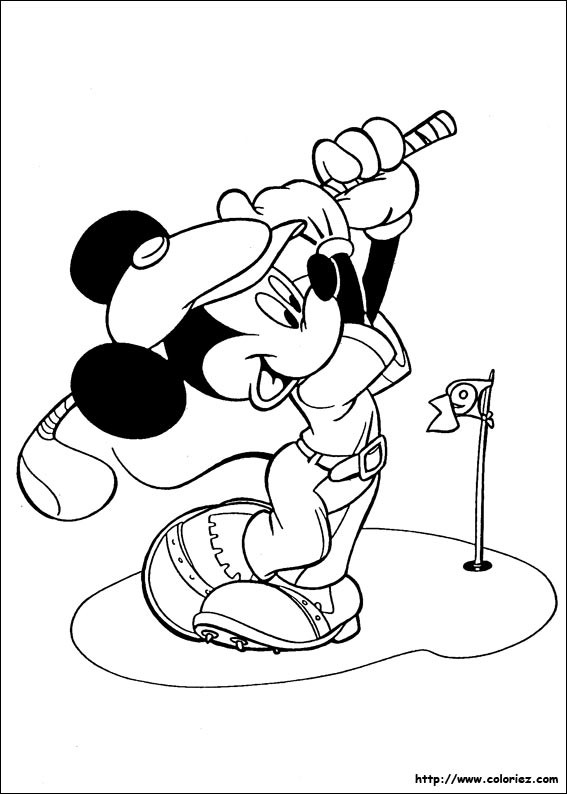 Coloriage et dessins gratuits Mickey joue du golf à imprimer
