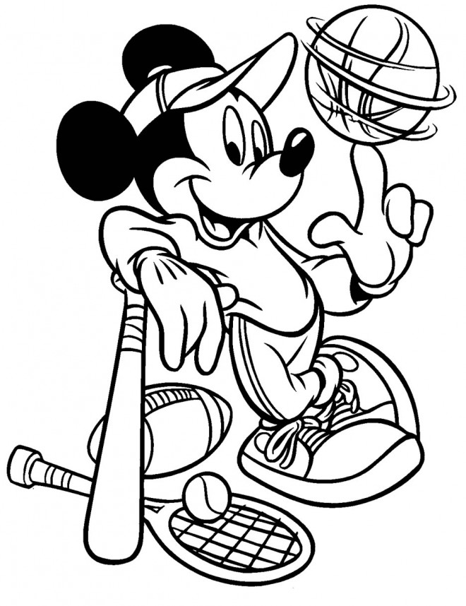 Coloriage et dessins gratuits Mickey joue du sport à imprimer