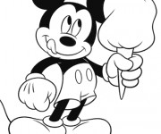 Coloriage Mickey mange de l'ice cream