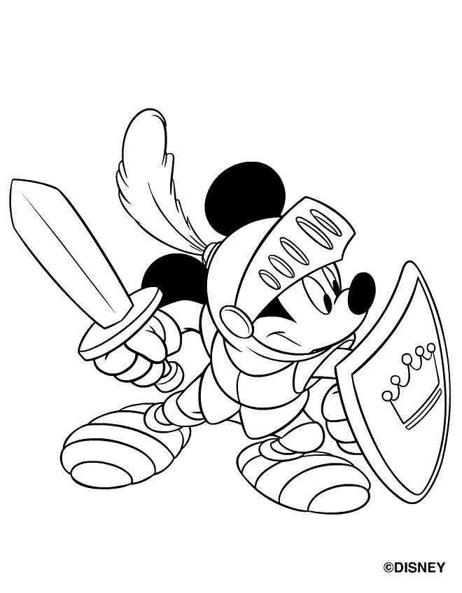 Coloriage Mickey Mouse Le Chevalier Dessin Gratuit à Imprimer