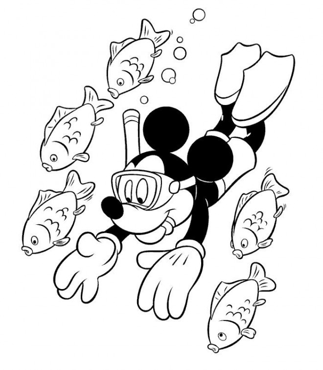 mickey nage avec les poissons 2744