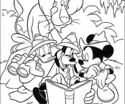 Coloriage Mickey, Pluto et Donald en excursion