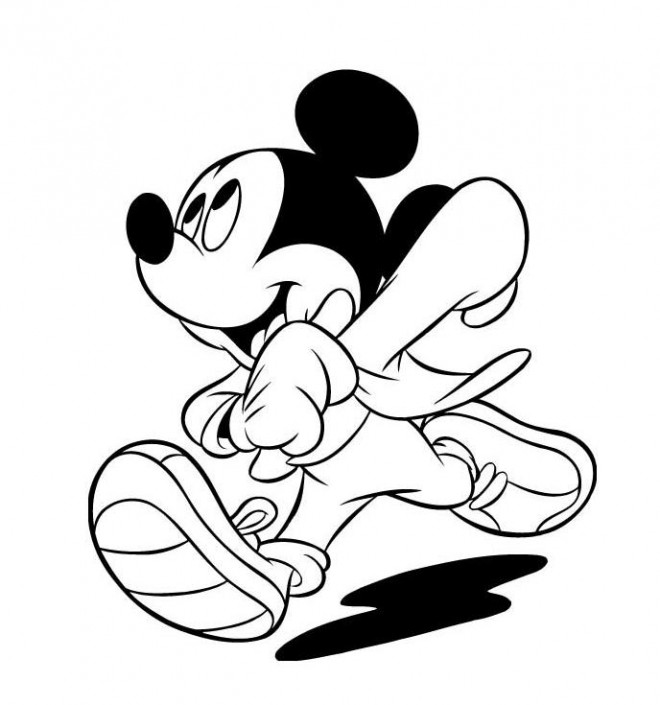 Coloriage et dessins gratuits Mickey pressé à imprimer