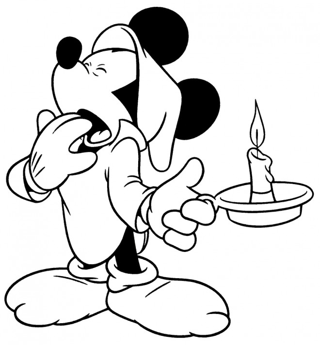 Coloriage et dessins gratuits Mickey s'endort à imprimer