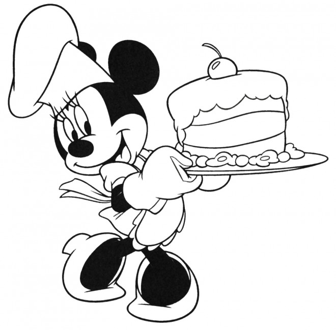 Coloriage et dessins gratuits Minnie a préparé un gâteau à imprimer