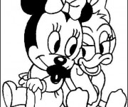 Coloriage Minnie et Daisy enfant