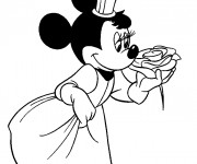 Coloriage Minnie tient une rose en main