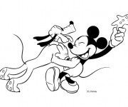Coloriage Pluto et Mickey Disney