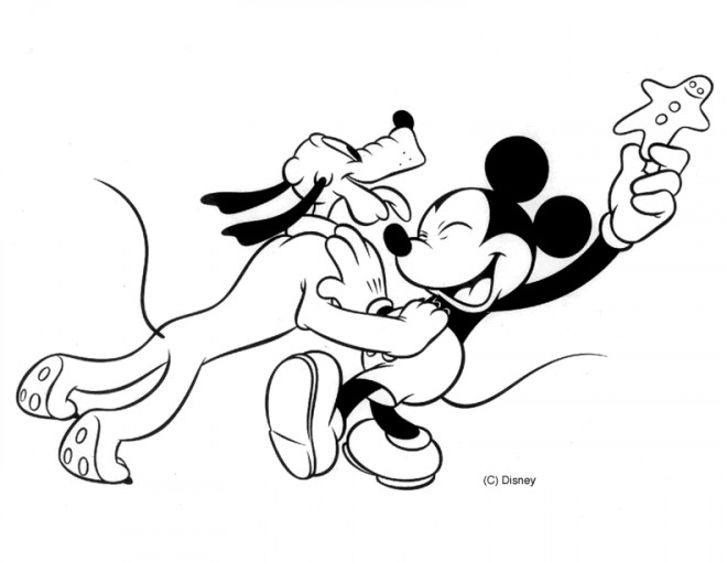 Coloriage et dessins gratuits Pluto et Mickey Disney à imprimer