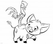 Coloriage Heihei  et Pua le petit cochon