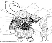 Coloriage et dessins gratuit Moana et Maui disney à imprimer