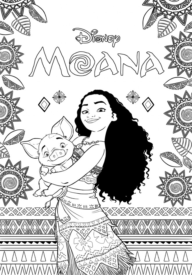 Coloriage et dessins gratuits Moana et Pua à imprimer