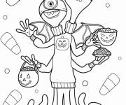 Coloriage Acad&eacute;mie des Monstres sur le th&egrave;me d'Halloween