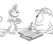 Coloriage Bob de Monstres Academy avec son ami