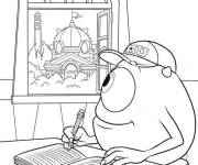 Coloriage Bob Razowski &eacute;crit ses notes