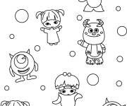 Coloriage Chibi personnages de Monstres Academy