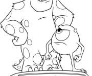 Coloriage Jacques Sullivan et Bob Razowski sur la voiture