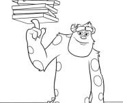 Coloriage Jacques Sullivan qui aime le pizza
