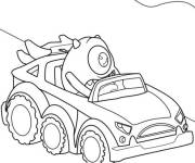 Coloriage Mike au volant d'une petite voiture