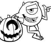 Coloriage et dessins gratuit Mike avec citrouille de halloween à imprimer
