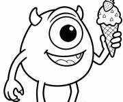 Coloriage Mike avec un cornet de glace