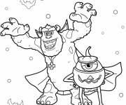 Coloriage Mike et Sullivan se sont d&eacute;guis&eacute;s pour Halloween