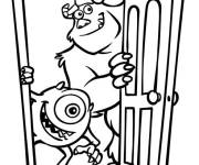 Coloriage Mike et Sully &agrave; la porte du dessin anim&eacute;