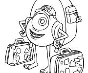 Coloriage Mike Wazowski avec ses valises