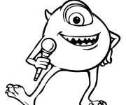 Coloriage Mike Wazowski avec un microphone