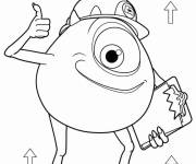 Coloriage Mike Wazowski tenant un presse-papiers