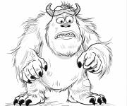 Coloriage Monstre Sulley a peur