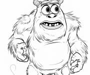 Coloriage Monstre Sulley en noir et blanc