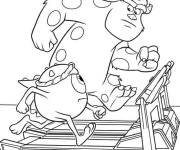 Coloriage Personnages de Monstres Academy dans la salle de sport