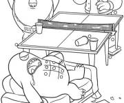 Coloriage Personnages Monstres Academy jouent au ping pong