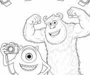 Coloriage Sulley le costaud et le photographe Mike