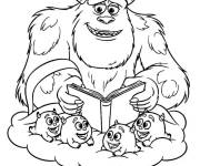 Coloriage Sulley lit une histoire &agrave; des petits monstres
