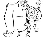 Coloriage Sullivan embrasse Mike