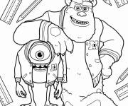 Coloriage Sullivan et Mike les &eacute;tudiants
