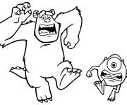 Coloriage Sullivan et Mike s'enfuient