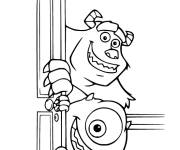 Coloriage et dessins gratuit Sullivan et son meilleur ami Mike &agrave; la porte à imprimer