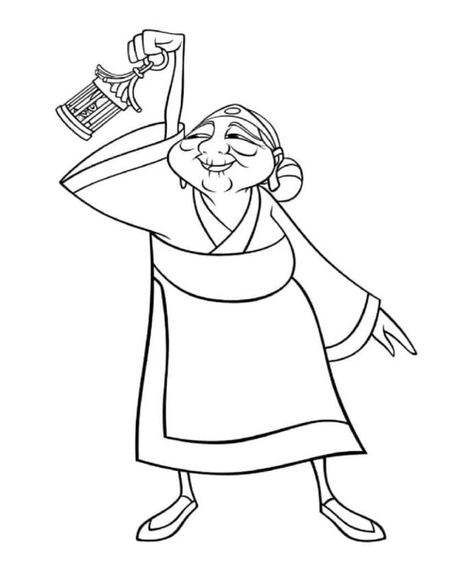 Coloriage et dessins gratuits Fa Senha, la grand-mère de Mulan à imprimer