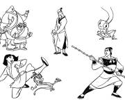 Coloriage Les personnages de dessins anim&eacute;s Mulan