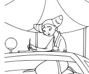 Coloriage Mei &eacute;crit une lettre