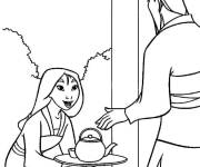 Coloriage Mulan apporte du th&eacute;