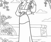 Coloriage Mulan avec Cri-Kee dans une cage