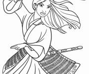 Coloriage Mulan avec l'épée de son père 