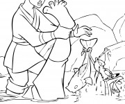 Coloriage Mulan  dans la rivi&egrave;re